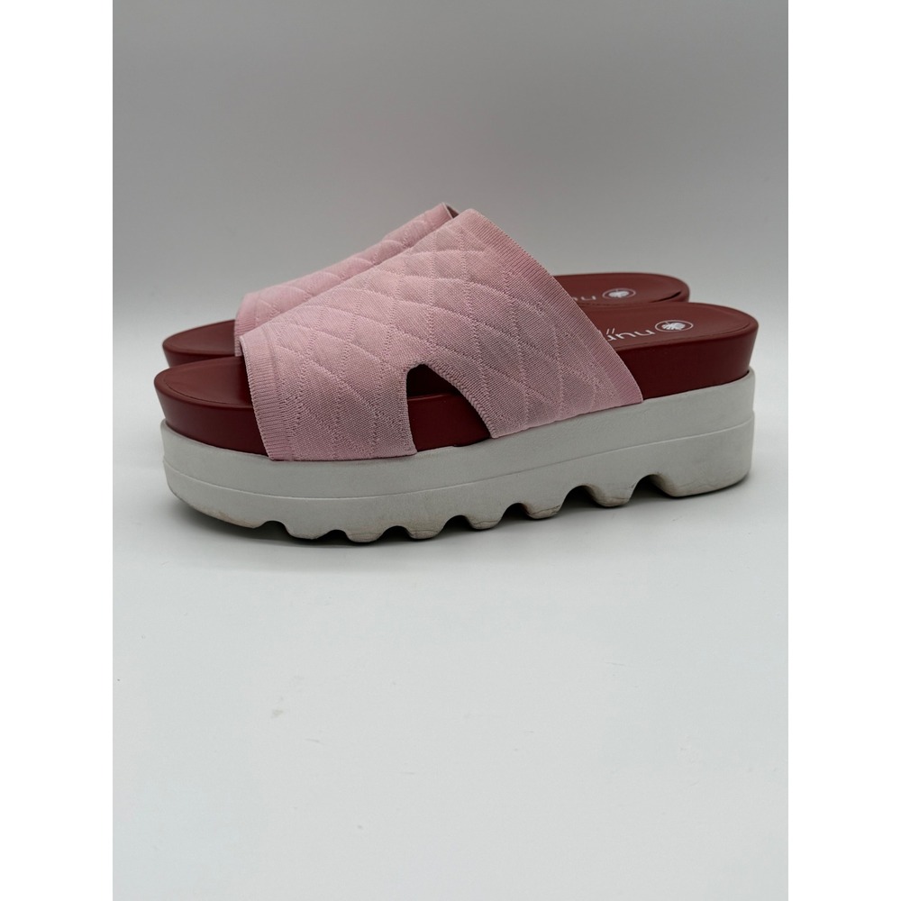 Nurture ROAM Pink Quilted Knit Platform‎ Slide Sandals Womens 8.5